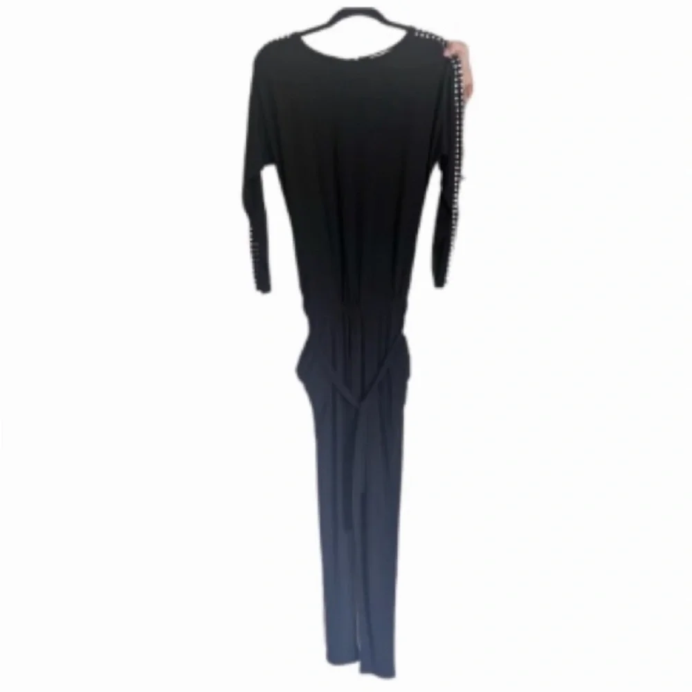 Micheal Kors size medium black long sleeve jumpsuit rhinestone embellished